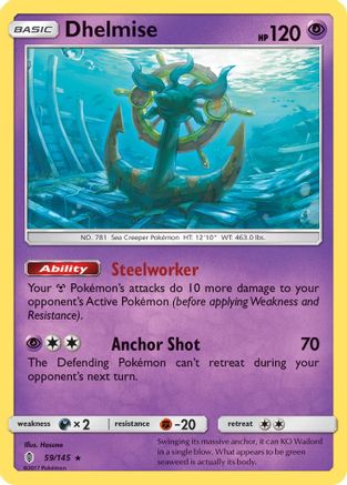 SM  Guardians Rising  059/145 Dhelmise  - Holofoil - Holo Rare