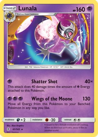 SM  Guardians Rising  061/145 Lunala  - Rare