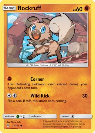 SM  Guardians Rising  073/145 Rockruff  - Reverse Holofoil - Common