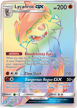 SM  Guardians Rising  156 Lycanroc GX (Secret)  - Holofoil - Secret Rare