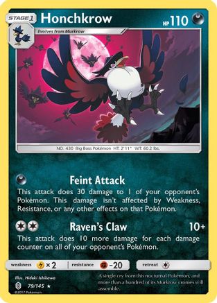 SM  Guardians Rising  079/145 Honchkrow  - Rare