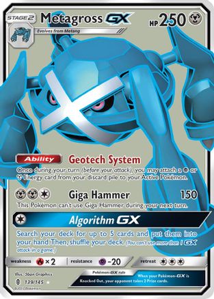 SM  Guardians Rising  139/145 Metagross GX (Full Art)  - Holofoil - Ultra Rare