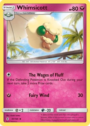 SM  Guardians Rising  091/145 Whimsicott  - Uncommon