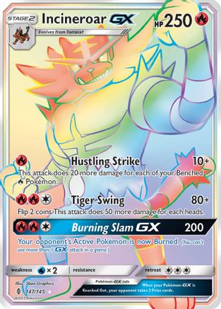 SM  Guardians Rising  147 Incineroar GX (Secret)  - Holofoil - Secret Rare