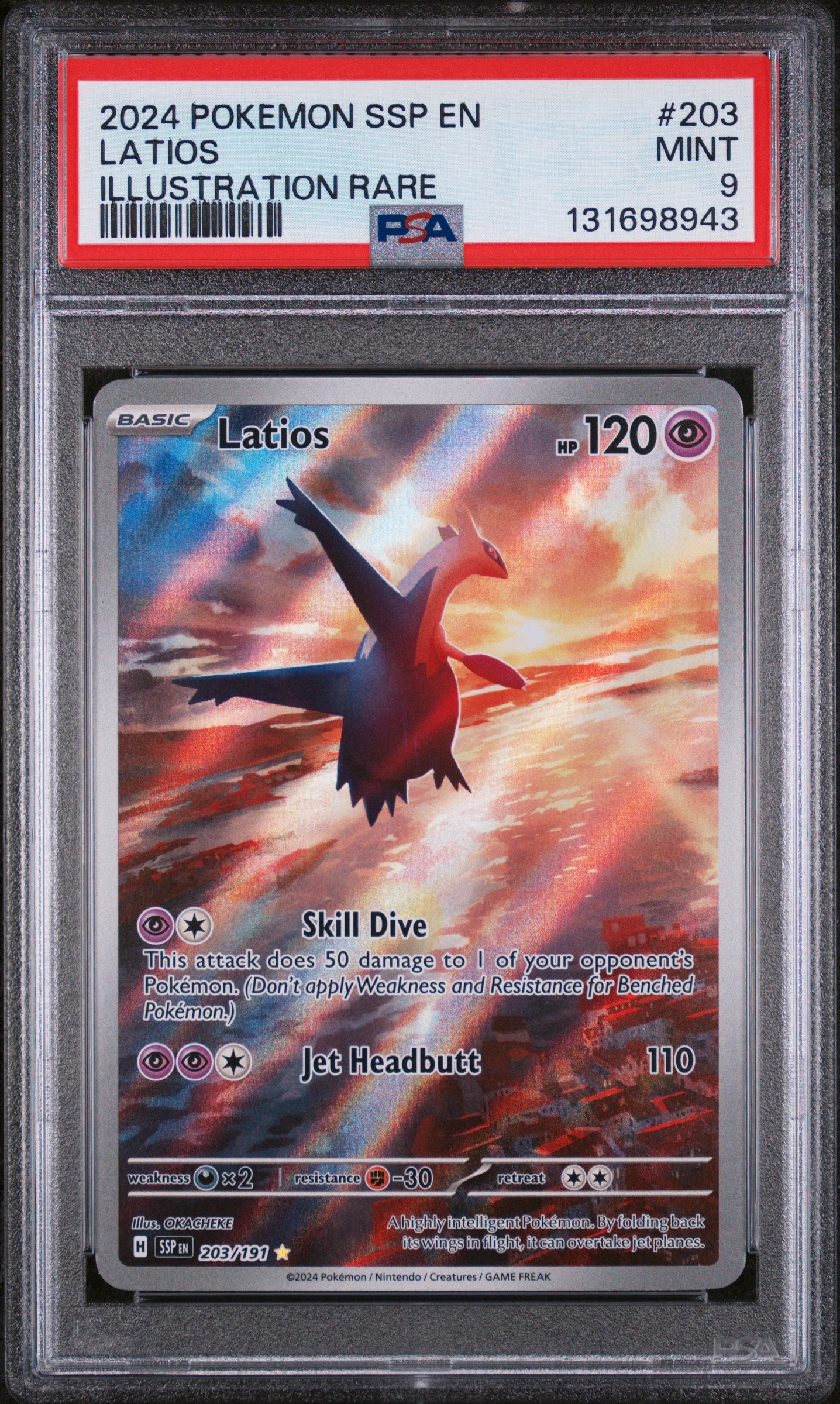 SV08 Surging Sparks  203/191 PSA9 #131698943 Latios  - Holofoil - Illustration Rare