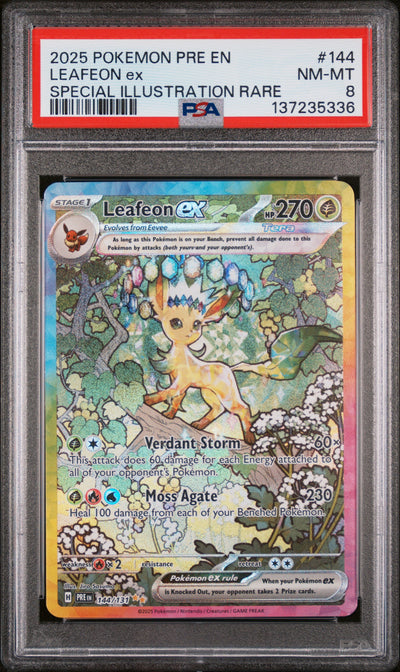 SV Prismatic Evolutions  144/131 PSA8 #137235336 Leafeon ex  - Holofoil - Special Illustration Rare