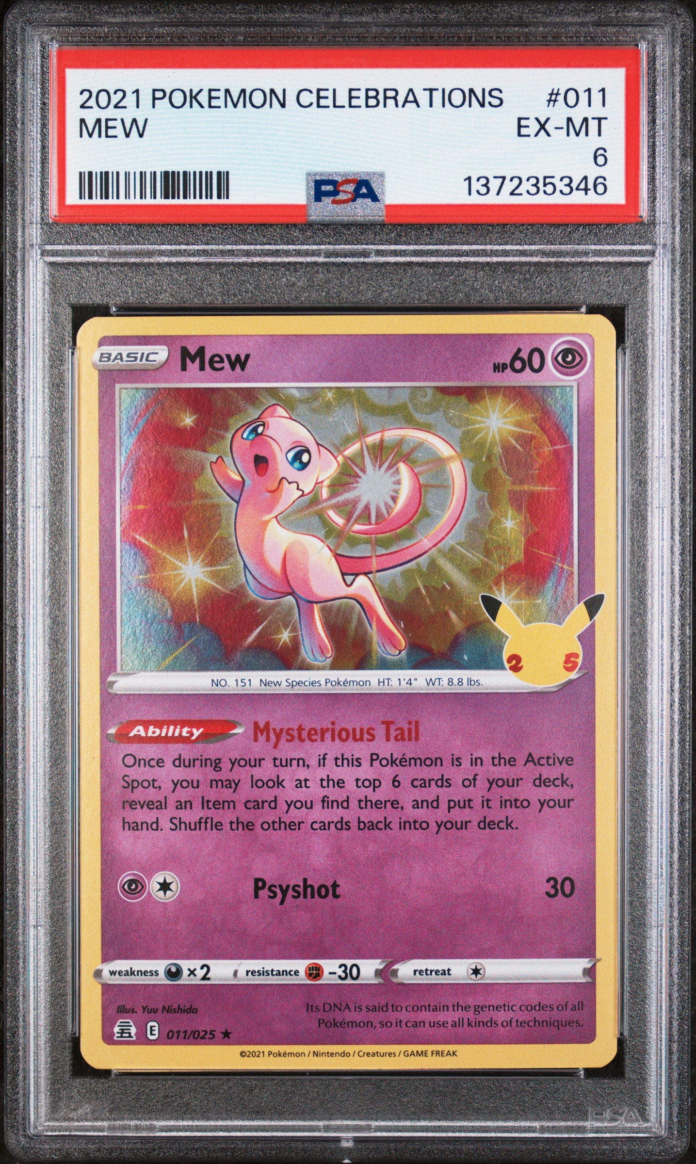 Celebrations  011/025 PSA6 #137235346 Mew  - Holofoil - Holo Rare