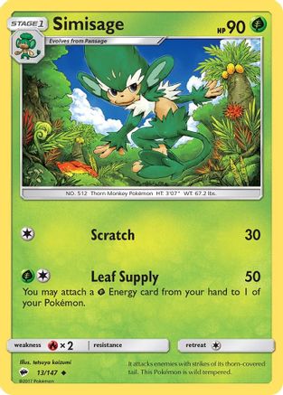 SM  Burning Shadows  013/147 Simisage  - Reverse Holofoil - Uncommon