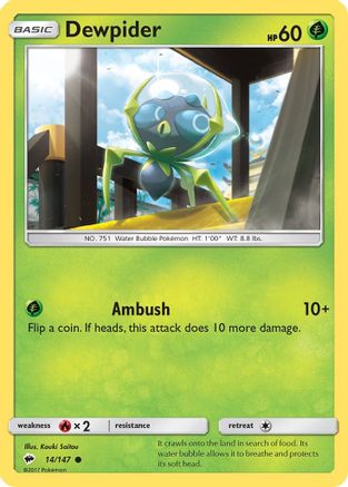 SM  Burning Shadows  014/147 Dewpider  - Common
