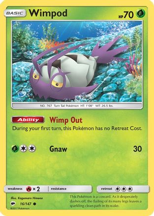 SM  Burning Shadows  016/147 Wimpod  - Reverse Holofoil - Common