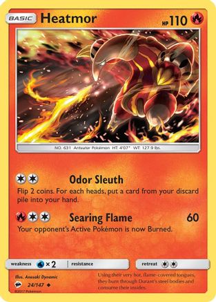 SM  Burning Shadows  024 Heatmor  - Reverse Holofoil - Uncommon