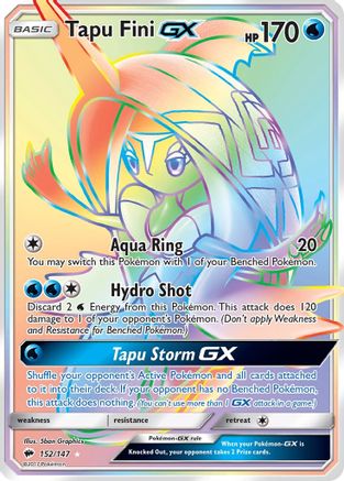 SM  Burning Shadows  152 Tapu Fini GX (Secret)  - Holofoil - Secret Rare