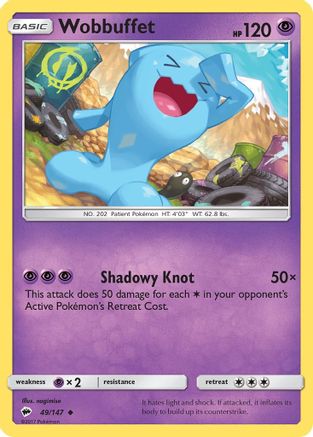 SM  Burning Shadows  049/147 Wobbuffet  - Reverse Holofoil - Uncommon