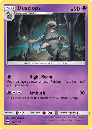 SM  Burning Shadows  052/147 Dusclops  - Uncommon