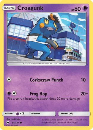 SM  Burning Shadows  054/147 Croagunk  - Common