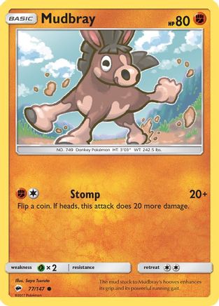 SM  Burning Shadows  077/147 Mudbray  - Reverse Holofoil - Common