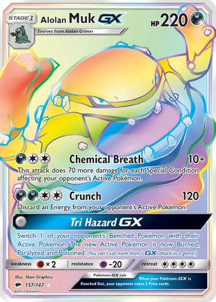 SM  Burning Shadows  157 Alolan Muk GX (Secret)  - Holofoil - Secret Rare