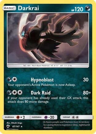 SM  Burning Shadows  087/147 Darkrai  - Holofoil - Holo Rare