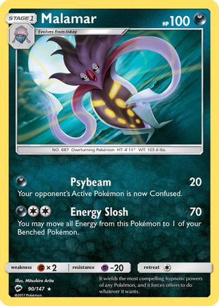 SM  Burning Shadows  090 Malamar  - Reverse Holofoil - Rare