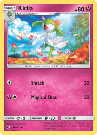 SM  Burning Shadows  092/147 Kirlia  - Reverse Holofoil - Uncommon