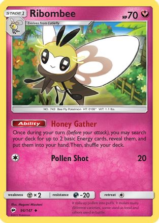 SM  Burning Shadows  096/147 Ribombee  - Uncommon