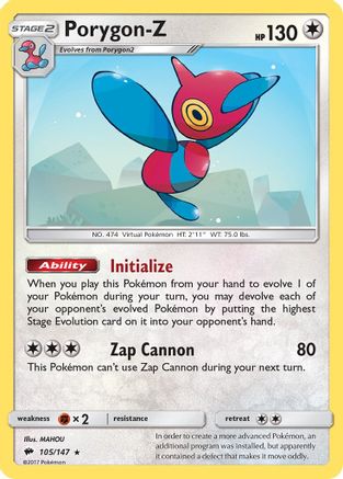 SM  Burning Shadows  105/147 Porygon-Z  - Holofoil - Holo Rare