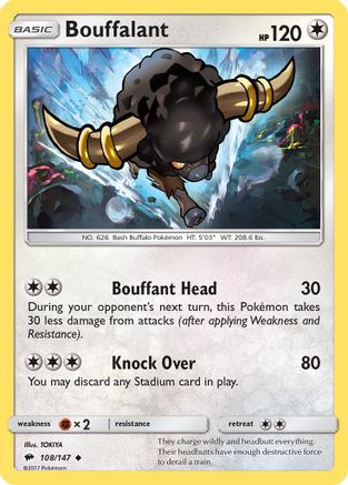 SM  Burning Shadows  108/147 Bouffalant  - Reverse Holofoil - Uncommon
