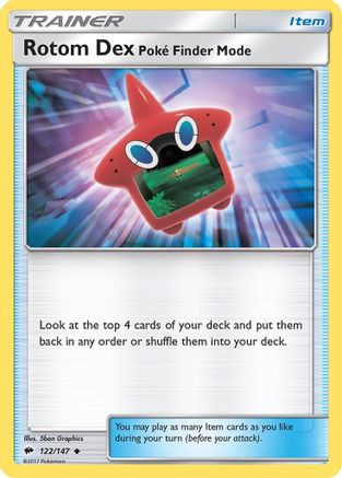 SM  Burning Shadows  122/147 Rotom Dex Poke Finder Mode  - Reverse Holofoil - Uncommon