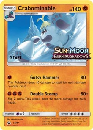 SM Promos  Crabominable - SM47 (Prerelease) [Staff]  - Holofoil - Promo
