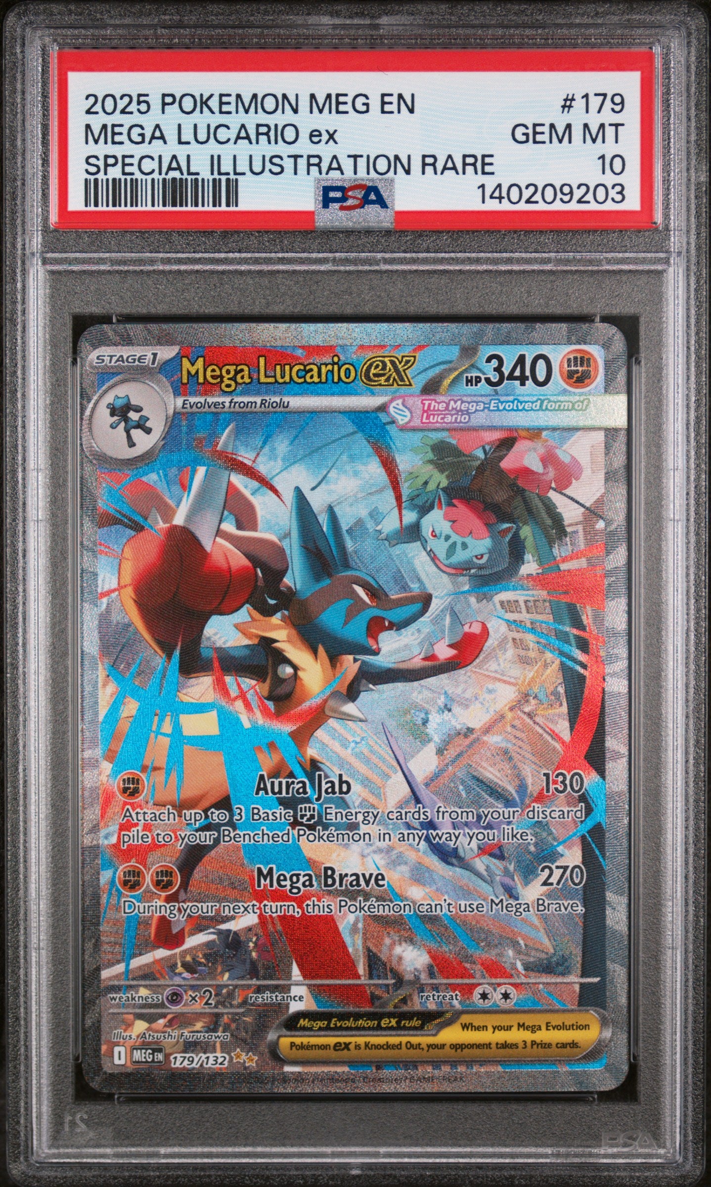 ME01 Mega Evolution  179/132 PSA10 #140209203 Mega Lucario ex  - Holofoil - Special Illustration Rare