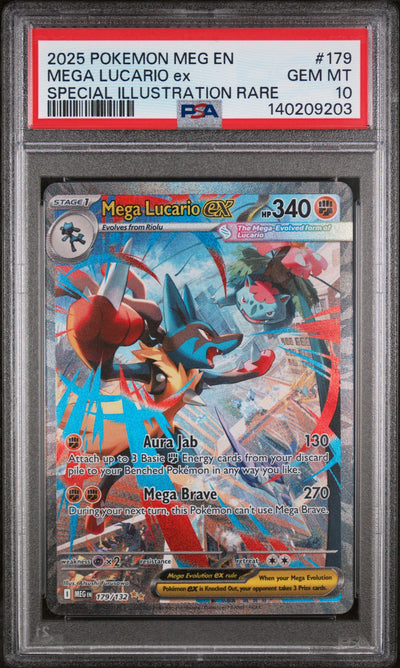 ME01 Mega Evolution  179/132 PSA10 #140209203 Mega Lucario ex  - Holofoil - Special Illustration Rare