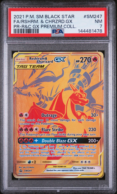 SM Promos  SM247 PSA7 #144481478 Reshiram & Charizard GX  - Holofoil - Promo