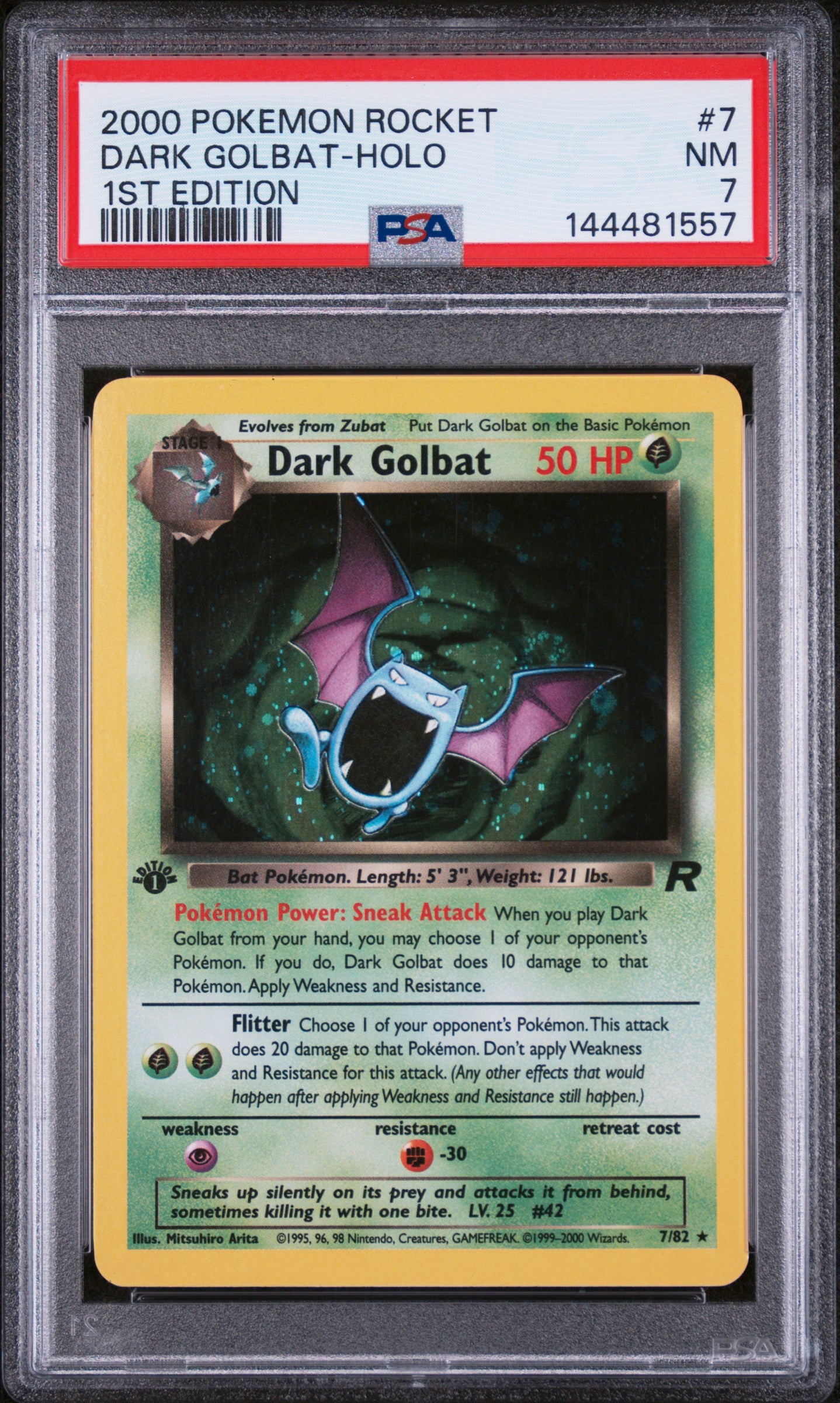 Team Rocket  007/82 PSA7 #144481557 Dark Golbat (7)  - 1st Edition Holofoil - Holo Rare