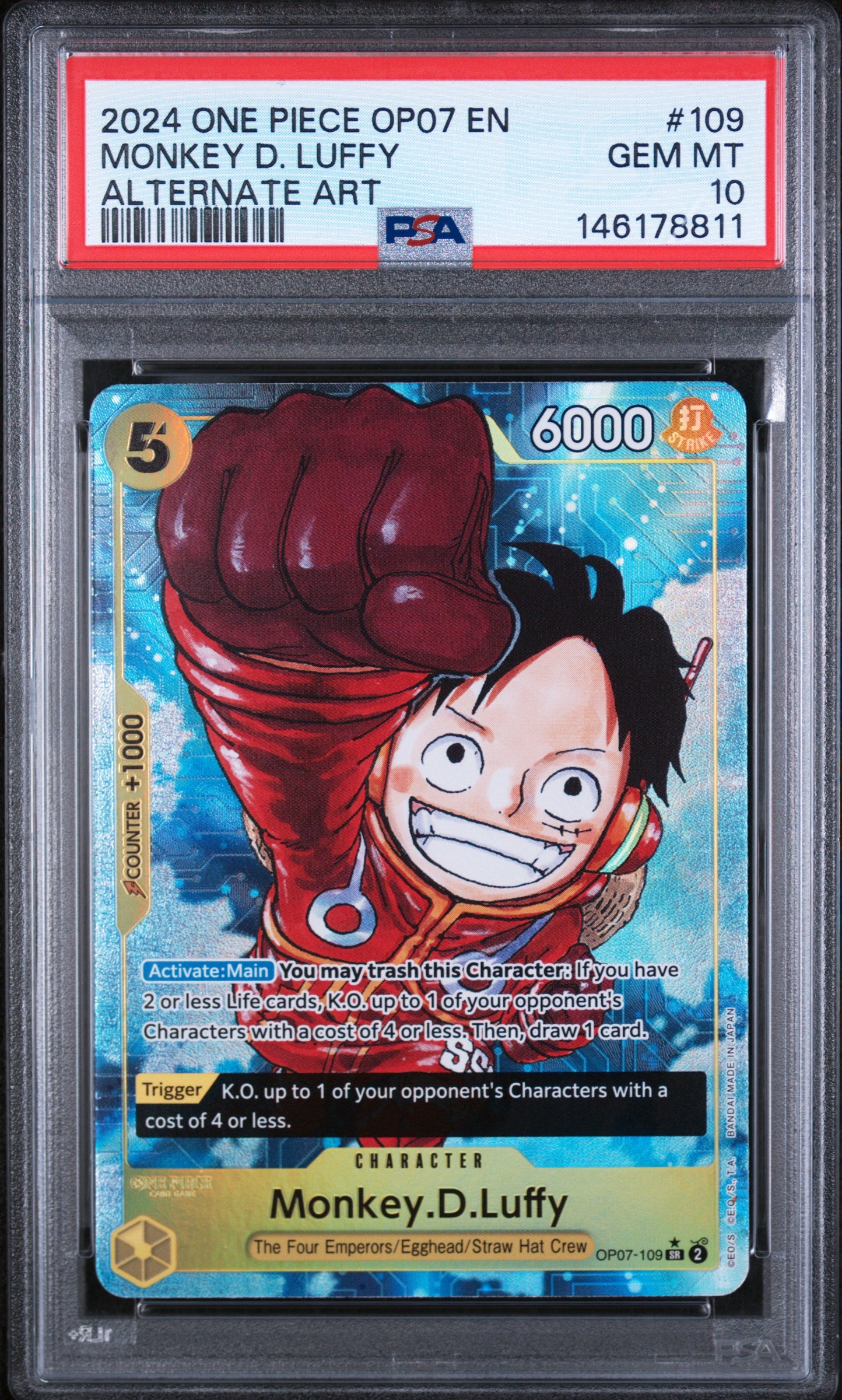 500 Years in the Future  OP07-109 PSA10 #146178811 Monkey.D.Luffy (109) (Parallel) (OP07-109)  - Foil - Super Rare\