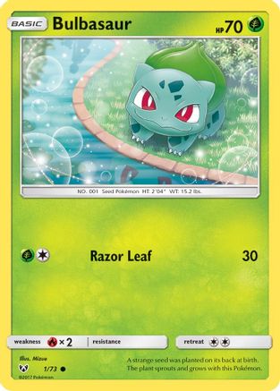 Shining Legends  001/73 Bulbasaur  - Reverse Holofoil - Common