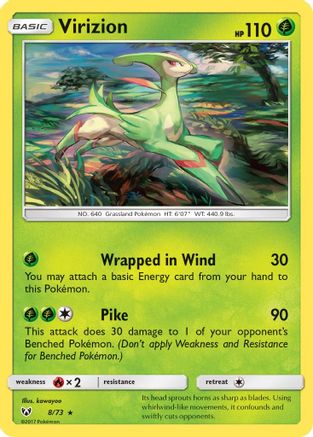Shining Legends  008/73 Virizion  - Reverse Holofoil - Holo Rare