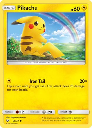 Shining Legends  028/73 Pikachu  - Reverse Holofoil - Common