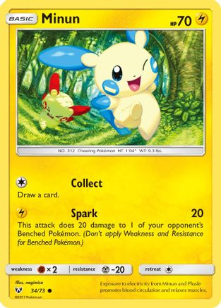 Shining Legends  034/73 Minun  - Reverse Holofoil - Common