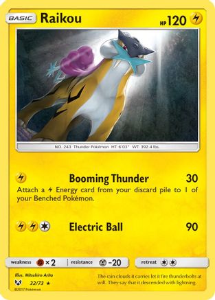 Shining Legends  032/73 Raikou  - Reverse Holofoil - Holo Rare
