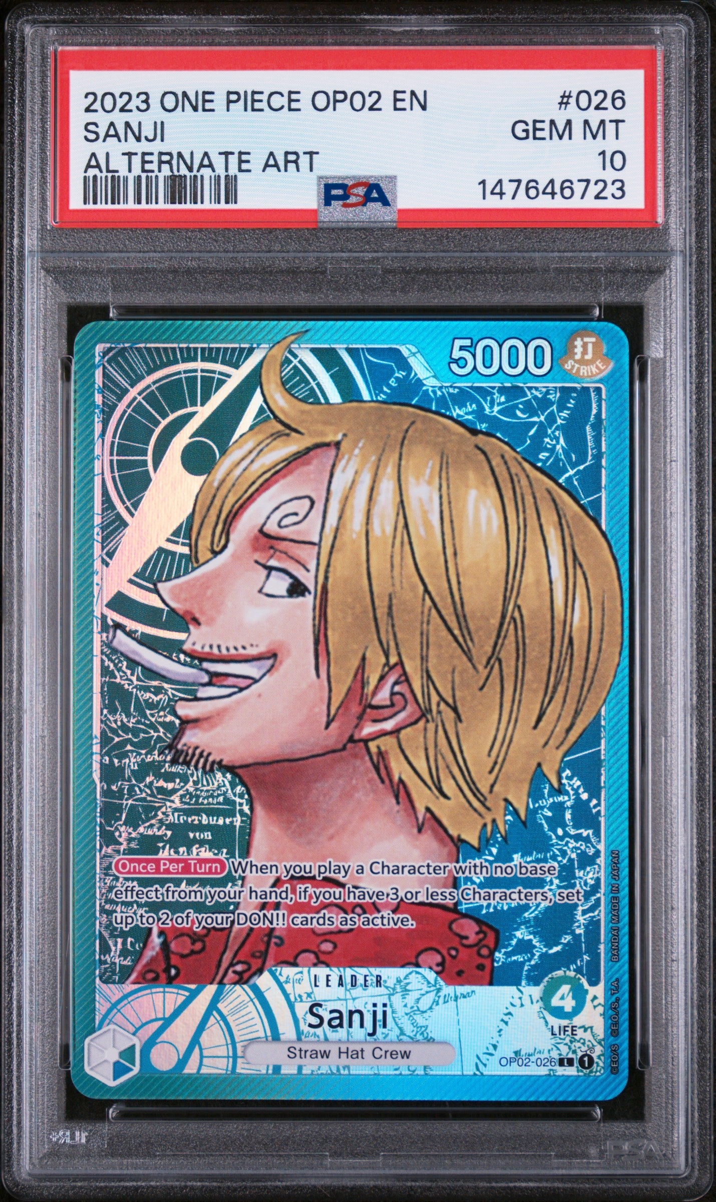 Paramount War  OP02-026 PSA10 #147646723 Sanji (Alternate Art) (OP02-026)  - Foil - Leader