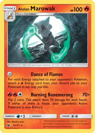 SM  Crimson Invasion  012/111 Alolan Marowak  - Holofoil - Holo Rare