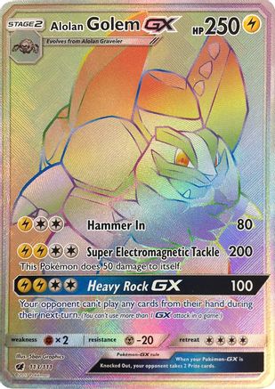 SM  Crimson Invasion  Alolan Golem GX (Secret)  - Holofoil - Secret Rare