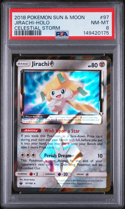 SM  Celestial Storm  097/168 PSA8 #149420175 Jirachi Prism Star  - Holofoil - Prism Rare