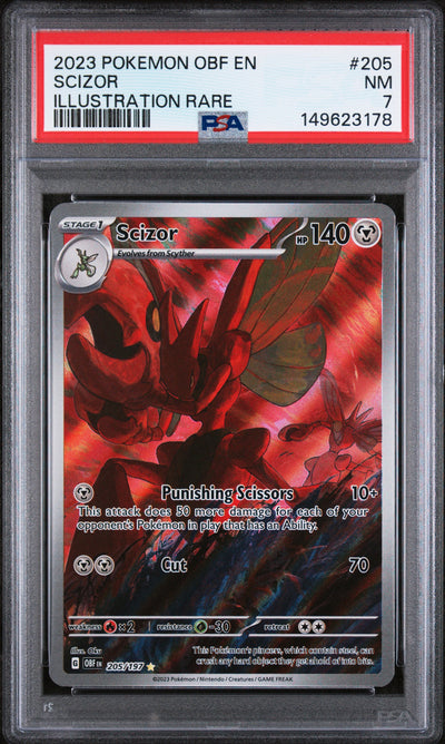 SV03 Obsidian Flames  205/197 PSA7 #149623178 Scizor  - Holofoil - Illustration Rare