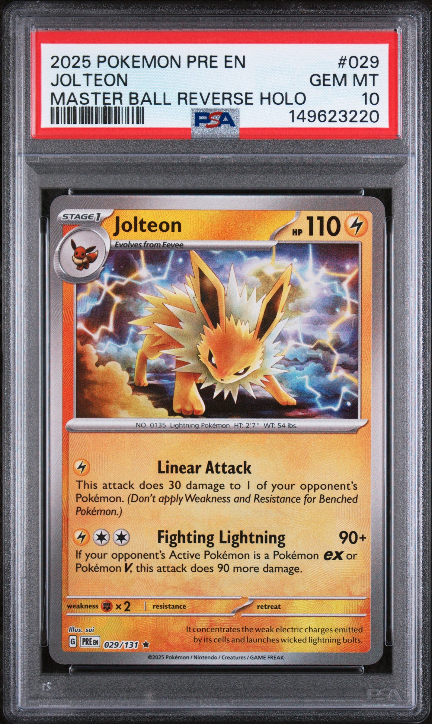 SV Prismatic Evolutions  029/131 PSA10 #149623220 Jolteon (Master Ball Pattern)  - Holofoil - Rare