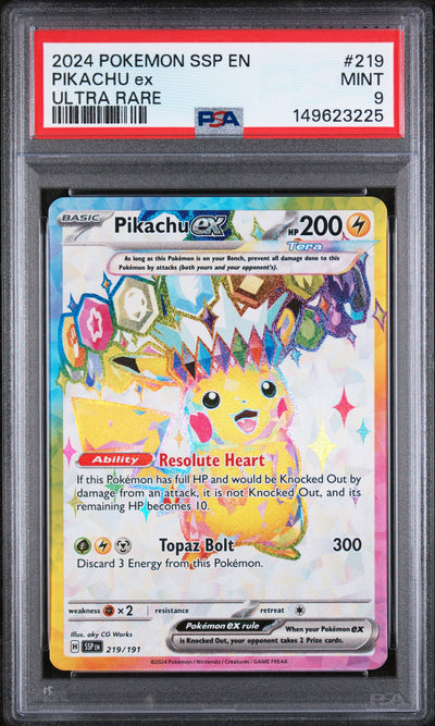 SV08 Surging Sparks  219/191 PSA9 #149623225 Pikachu ex  - Holofoil - Ultra Rare
