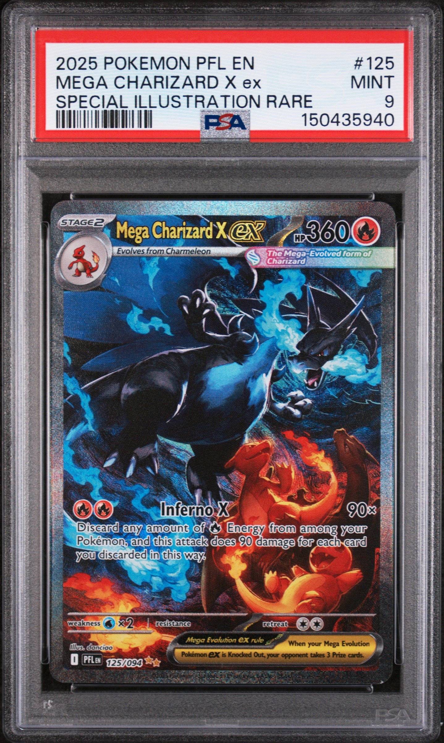 ME02 Phantasmal Flames  125/094 PSA9 #150435940 Mega Charizard X ex  - Holofoil - Special Illustration Rare