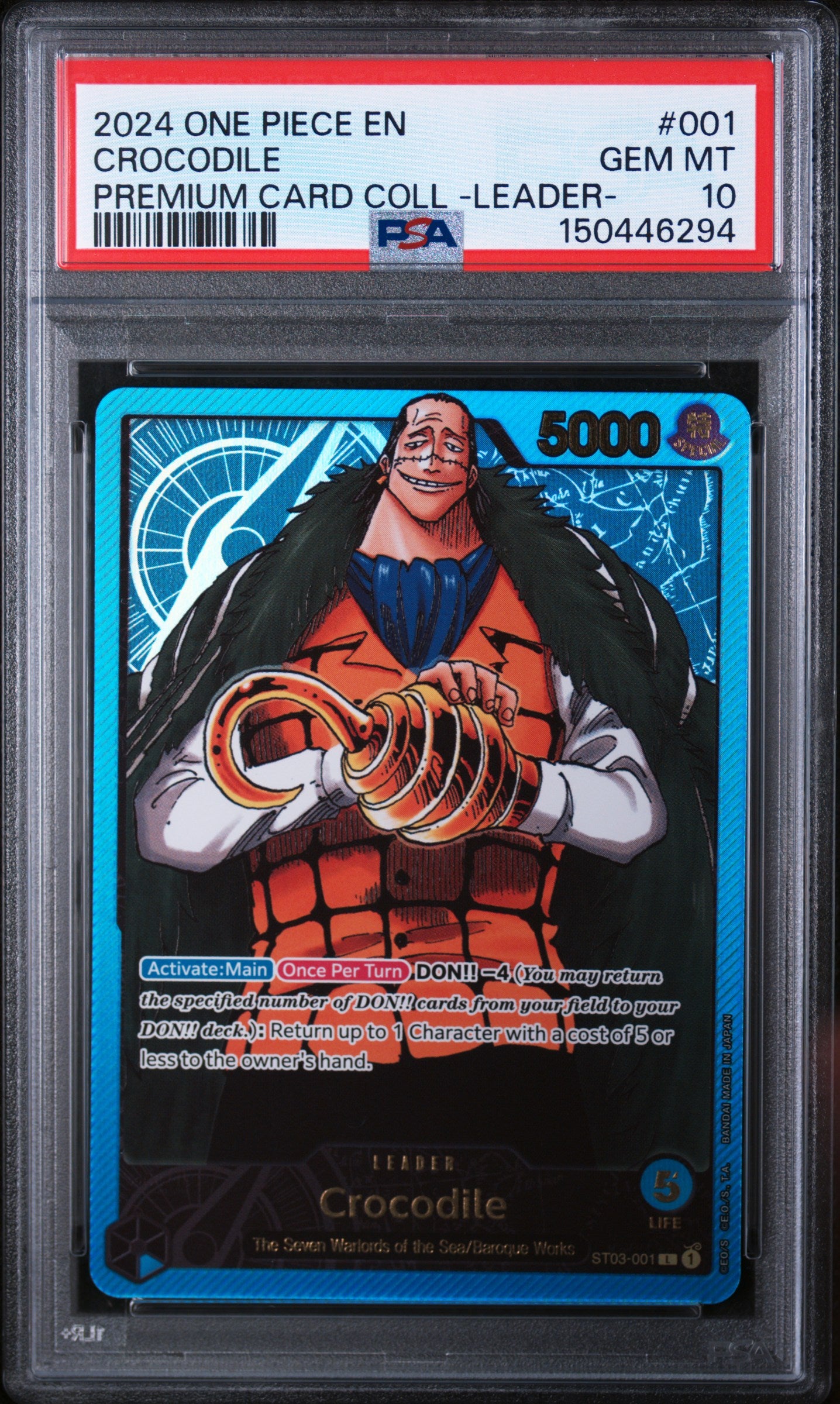 One Piece Promotion Cards  ST03-001 PSA10 #150446294 Crocodile (Premium Card Collection -Leader Collection-) (ST03-001)  - Foil - Leader