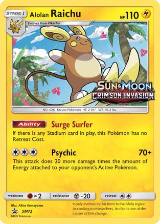 SM Promos  SM72 Alolan Raichu  - Holofoil - Promo