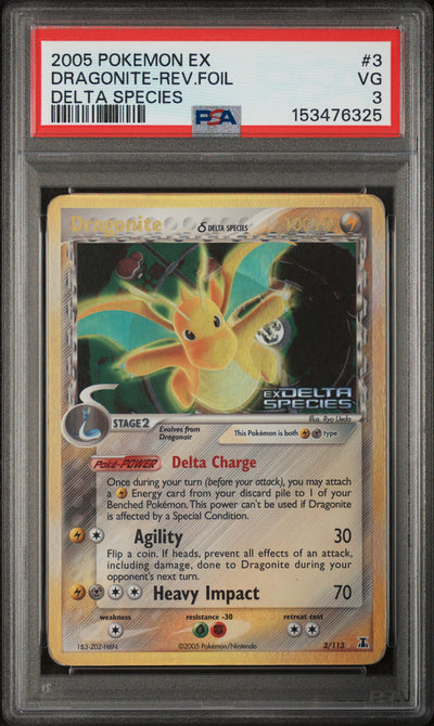 Delta Species  003 PSA3 #153476325 Dragonite (Delta Species)  - Reverse Holofoil - Holo Rare